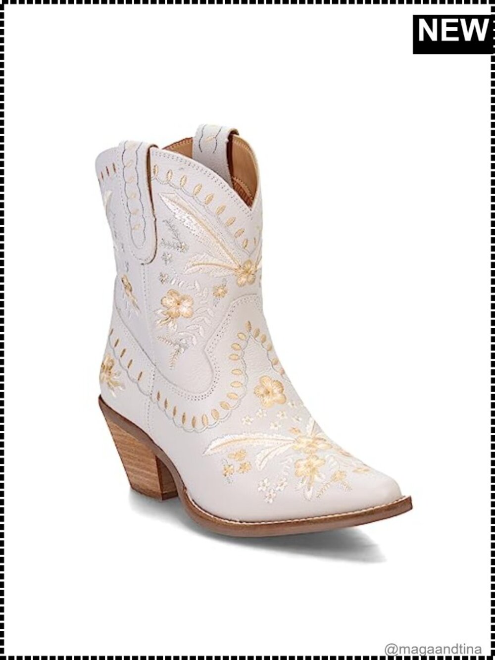 Leather Snip Toe Pull On Embroidered Western Booties